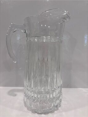 Vintage Clear Pressed Glass Water Pitcher – Paneled Design – 10.5” Tall